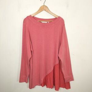 Soft Surroundings Pleated Hem Sweatshirt French Terry